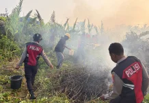 Dit Samapta Polda PBD Tangani Kebakaran Hutan dan Lahan di Jalan Petrochina