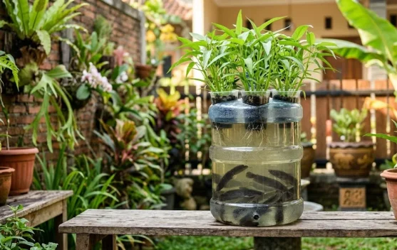 Panen Kangkung dan Lele dari Galon Bekas, Solusi Pangan Keluarga