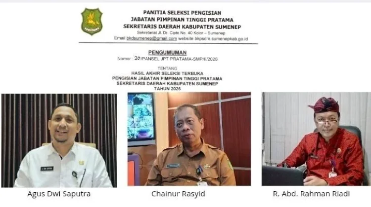Pansel Umumkan Tiga Besar Calon Sekda Sumenep 2026