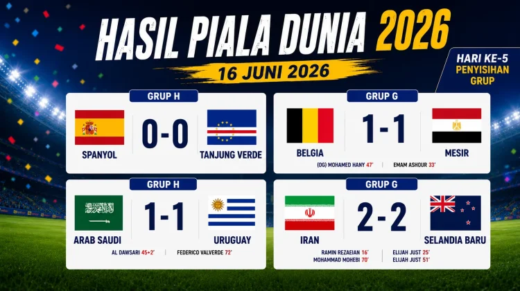 Rekap Piala Dunia 2026 Hari Ini: Spanyol Imbang, Arab Saudi Tahan Uruguay