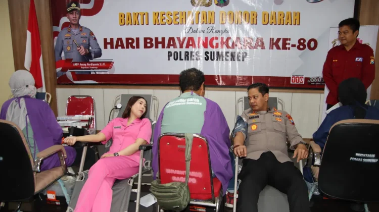 Donor Darah Warnai Hari Bhayangkara Ke-80 di Polres Sumenep