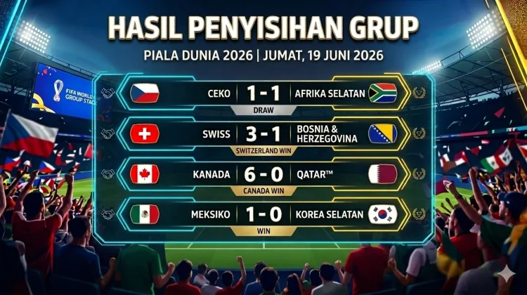Hasil Piala Dunia 2026 Hari Ini: Meksiko Lolos, Kanada dan Swiss Menang Besar