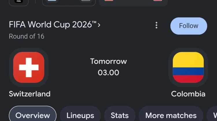 Swiss vs Kolombia, Perebutan Tiket Terakhir ke Perempat Final Piala Dunia 2026