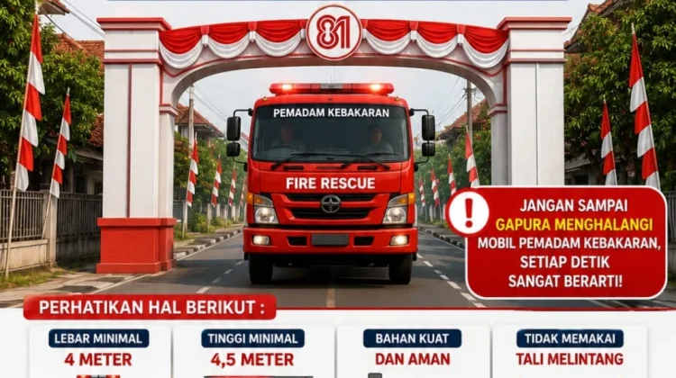 Satpol PP Imbau Gapura Agustusan Ramah Mobil Pemadam
