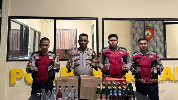 Sat Samapta Polresta Sumenep Sita Puluhan Botol Miras