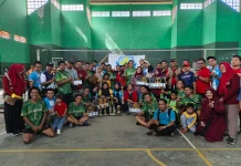Tim voli Putra Bluto dan Tim Voli Putri Dasuk Juarai Fun Volley Guru 2026