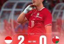 Babak Pertama, Indonesia Unggul 2-0 Atas Oman