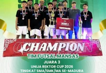 MAN Sumenep Sabet Juara 3 dan Top Skor Futsal UNIJA Rektor Cup 2026