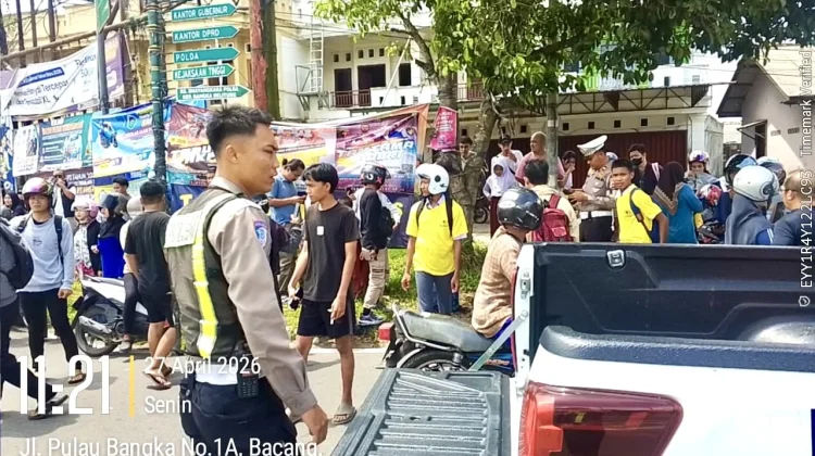 Ditlantas Polda Babel Lakukan TPKP Lakalantas di Simpang Kantor Gubernur