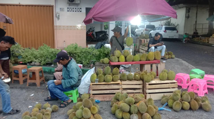 Musim Durian Tiba, Pedagang Musiman Mulai Penuhi Pasar Atas Sungailiat
