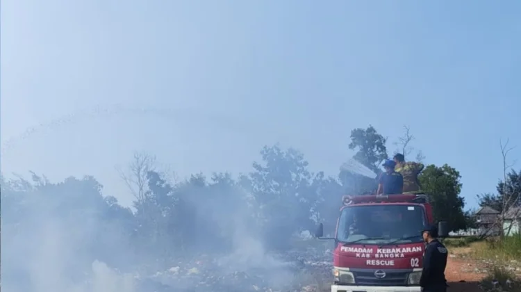 Damkar Bangka Padamkan Kebakaran Hutan dan Lahan di Pantai Matras dalam Satu Jam