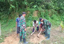 Satgas TMMD Kodim 0432/Basel Tanam 300 Pohon Pulau Lepar