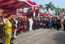 Tujuh Eks Napiter Ikuti Upacara HUT ke-81 RI di Kantor Gubernur Babel