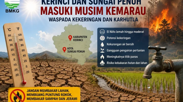 Kerinci dan Sungai Penuh Masuki Musim Kemarau, BMKG Waspadai Kekeringan
