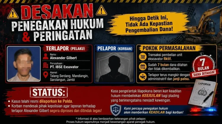 Korban Minta Polda Percepat Penanganan Dugaan Penipuan Ekskavator PT