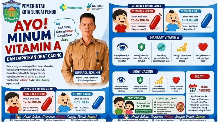 Dinkes Sungai Penuh Ajak Orang Tua Manfaatkan Layana Pemberian Vitamin A