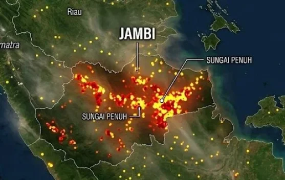 Sebaran Hotspot di Jambi, Merangin Catat 7 Titik Panas