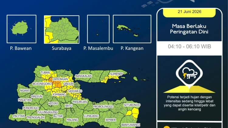 BMKG Juanda: Jawa Timur Berpotensi Hujan Ringan Hari Ini