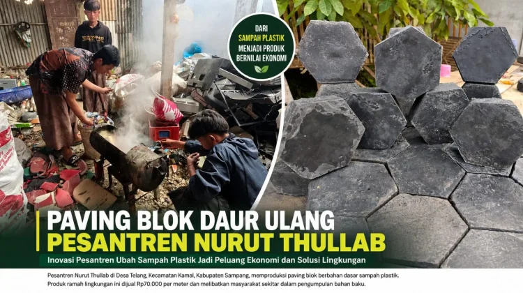 Sampah Plastik Disulap Jadi Paving Blok di Pesantren Nurut Thullab Sampang