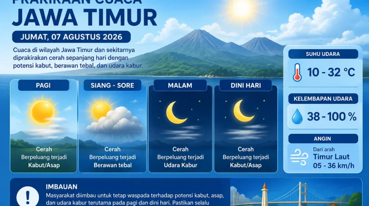 BMKG: Cuaca Jawa Timur Didominasi Cerah, Waspadai Kabut dan Udara Kabur