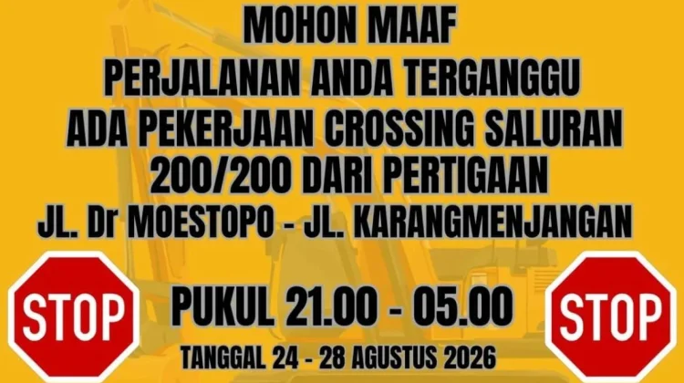 Penutupan Jalan Moestopo Dukung Pekerjaan Saluran