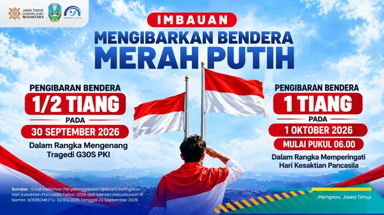 Pemprov Jatim Imbau Kibarkan Merah Putih 30 September