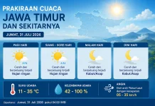 BMKG: Cuaca Jawa Timur Didominasi Cerah, Hujan Ringan Masih Berpotensi Terjadi