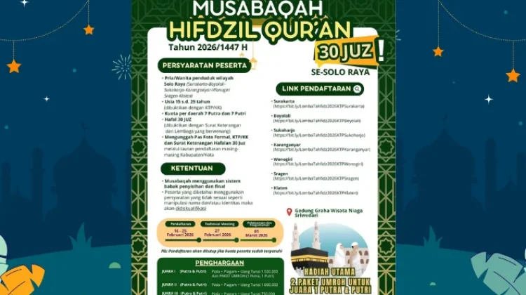 MHQ 30 Juz Se-Solo Raya Digelar, Juara Dapat Umroh