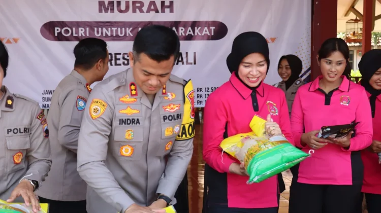 Ringankan Beban Warga, Polres Boyolali Gelar Gerakan Pangan Murah di Banyudono