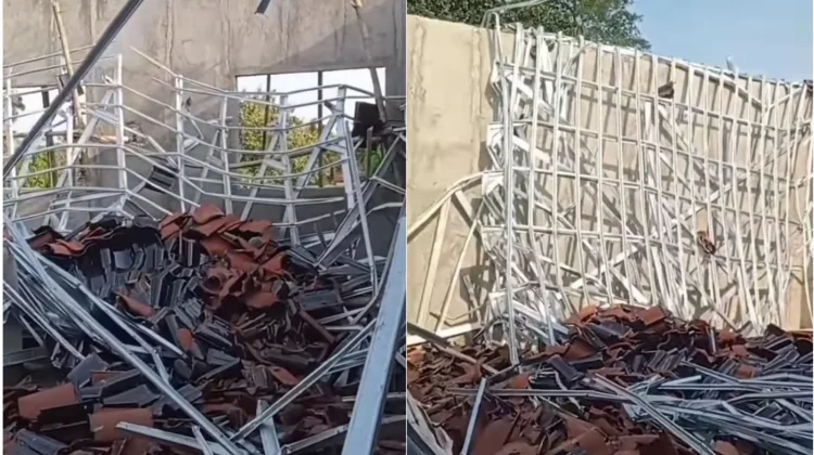 Atap Bangunan SMA Unggulan Mondokan Roboh, 7 Pekerja Tertimpa