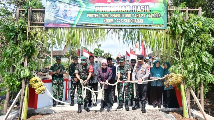 TMMD Sengkuyung Kodim Sukoharjo di Genengsari Bangun Dua Jembatan Penghubung