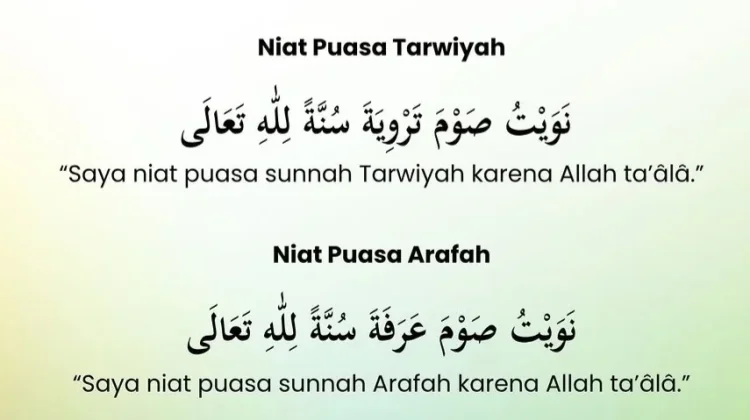 Niat Puasa Tarwiyah dan Puasa Arafah