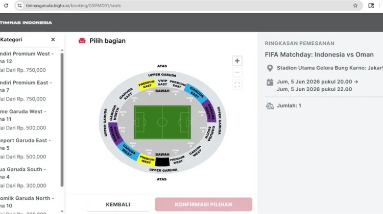 Tiket Laga Uji Coba Indonesia Bertajuk Garuda Championship Telah Tersedia