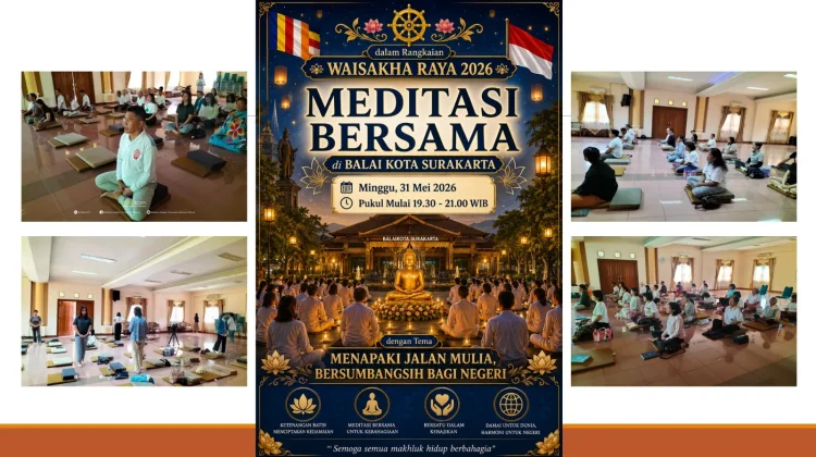Gapai Ketenangan Batin, Umat Buddha Gelar Meditasi di Balaikota Surakarta