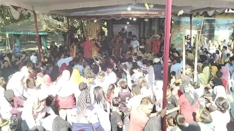 Gelar Budaya Desa Jonggrangan Klaten Meriah , Tiga Gunungan Hasil Bumi Jadi Rebutan