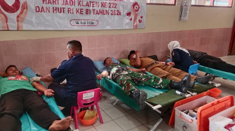 Sambut Hari Jadi Klaten dan HUT RI, Koramil Trucuk Donor Darah Massal
