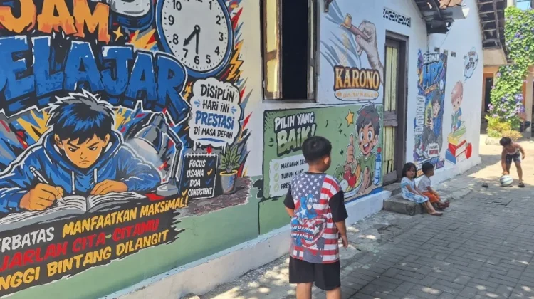 HUT Kemerdekan ke 81 Tembok di Mutihan Disulap Jadi Kampung Mural Edukatif