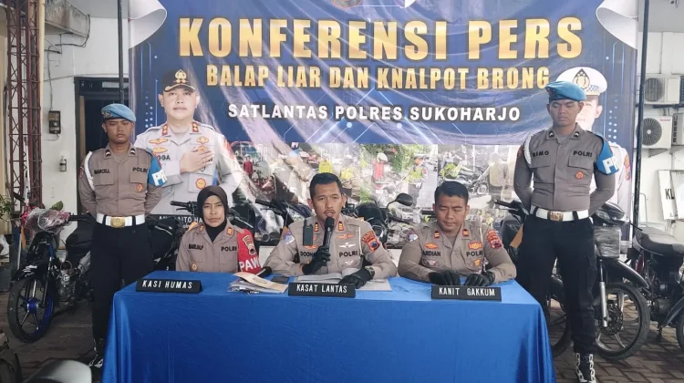 Polres Sukoharjo Tindak 73 Pelanggaran Knalpot Brong dan Balap Liar