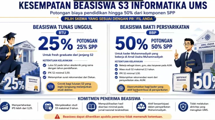 S3 Informatika UMS Buka PMB, Pendaftaran hingga 29 Agustus 2026