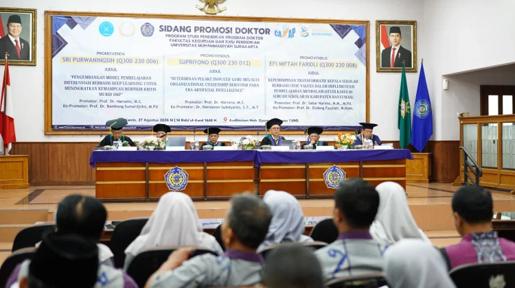 FKIP UMS Kukuhkan 3 Doktor Baru, Dorong Inovasi Pendidikan Deep Learning dan AI