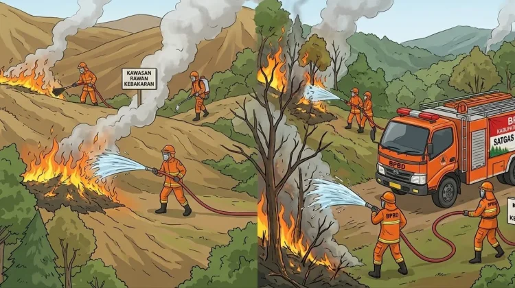 Kebakaran Lahan di Wonogiri Akibat Kekeringan dan Kelalaian Warga