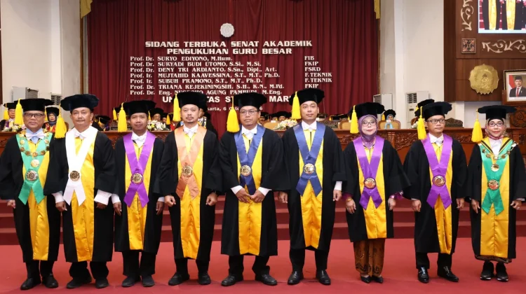 Kukuhkan 7 Guru Besar Baru, UNS Kini Miliki 277 Profesor Aktif