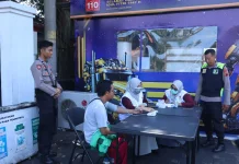Program SIMEDIS, Pos Terpadu Polres Sragen Beri Layanan Kesehatan Gratis Pemudik