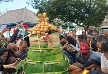 Warga Berebut Gunungan Garebeg Pasa Keraton Solo