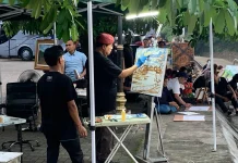 SBY Nikmati Kota Solo Dengan Melukis dari Pinggir Sungai Bengawan