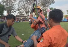 Hari Kesiapsiagaan Bencana di Sukoharjo Meriah, Ratusan Anak Ikuti Flying Fox