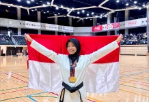 Harumkan Indonesia, Bripda Abi Raih Emas di Kejuaraan Taekwondo Osaka