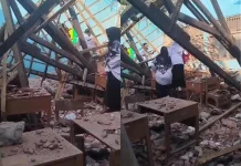 Atap Ruang Kelas MTs Bulu Sragen Roboh, 8 Orang Dilarikan ke RSUD
