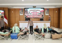 Donor Darah dan CKG HUT Bhayangkara Polres Sukoharjo, Terkumpul 132 Kantong Darah
