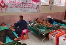 Sambut Hari Jadi Klaten dan HUT RI, Koramil Trucuk Donor Darah Massal